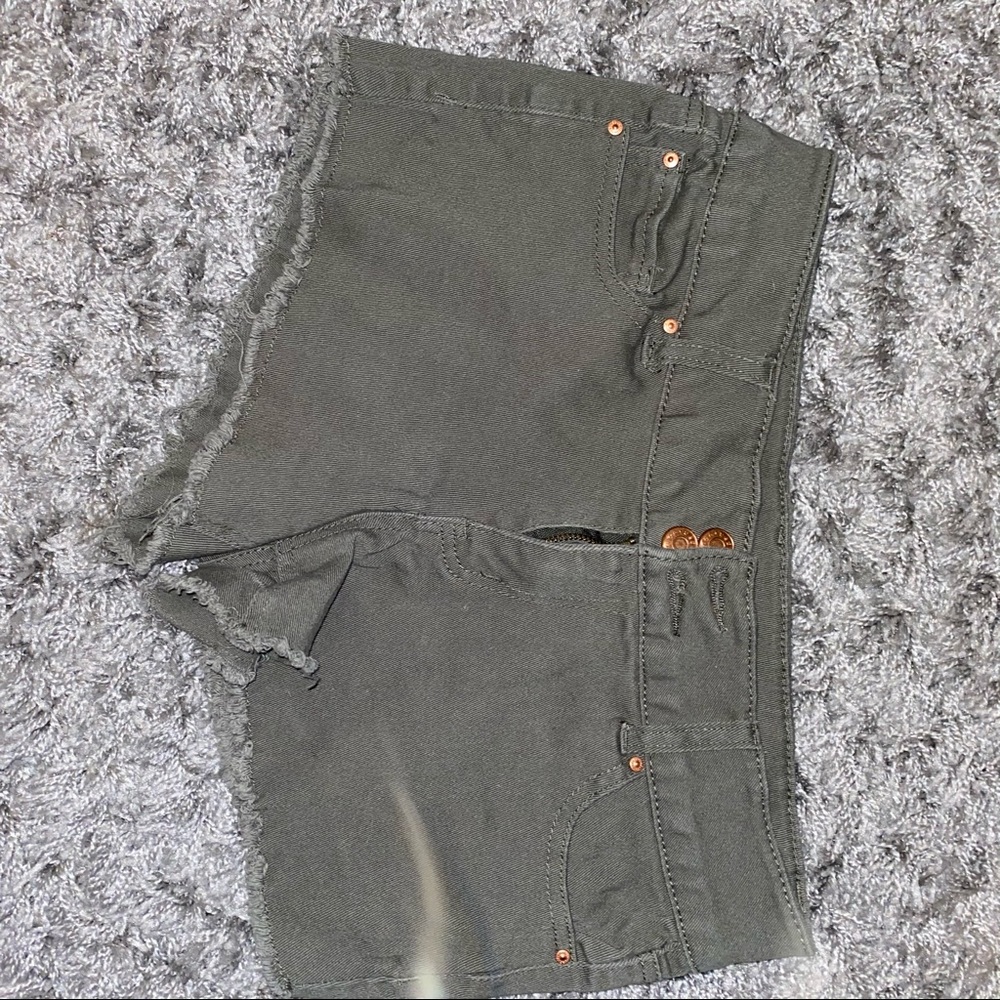 Army green jean shorts